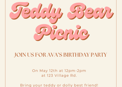 teddy floral picnic invite