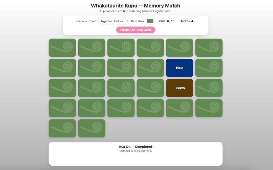 māori memory match